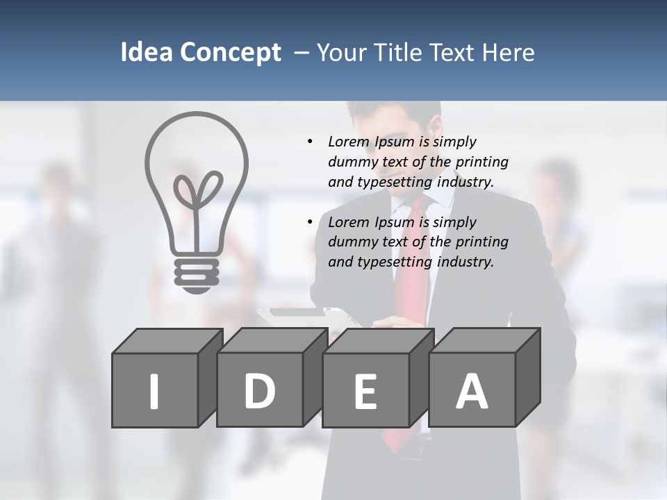 A Man In A Business Suit Holding A Tablet PowerPoint Template