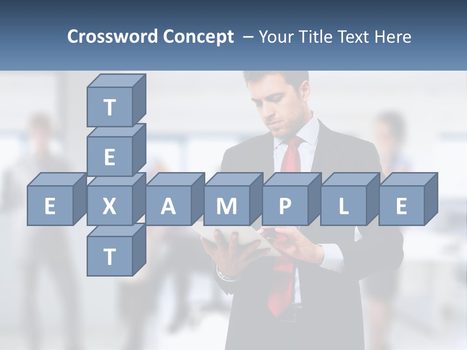 A Man In A Business Suit Holding A Tablet PowerPoint Template