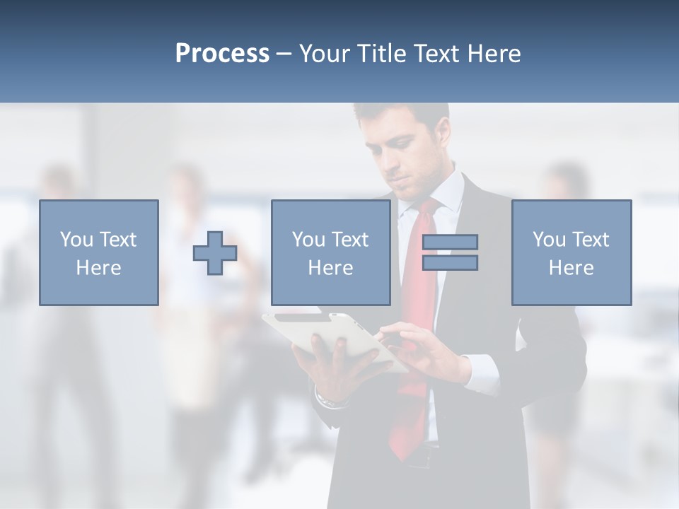 A Man In A Business Suit Holding A Tablet PowerPoint Template