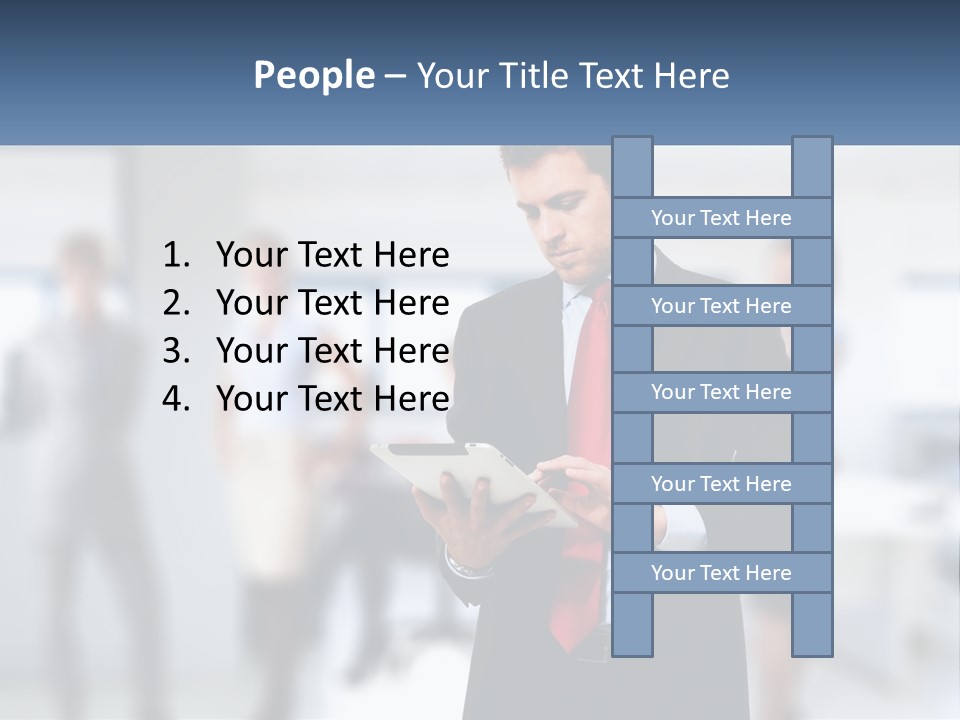 A Man In A Business Suit Holding A Tablet PowerPoint Template