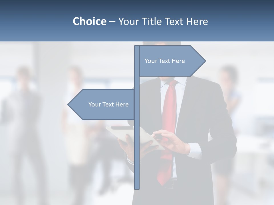 A Man In A Business Suit Holding A Tablet PowerPoint Template