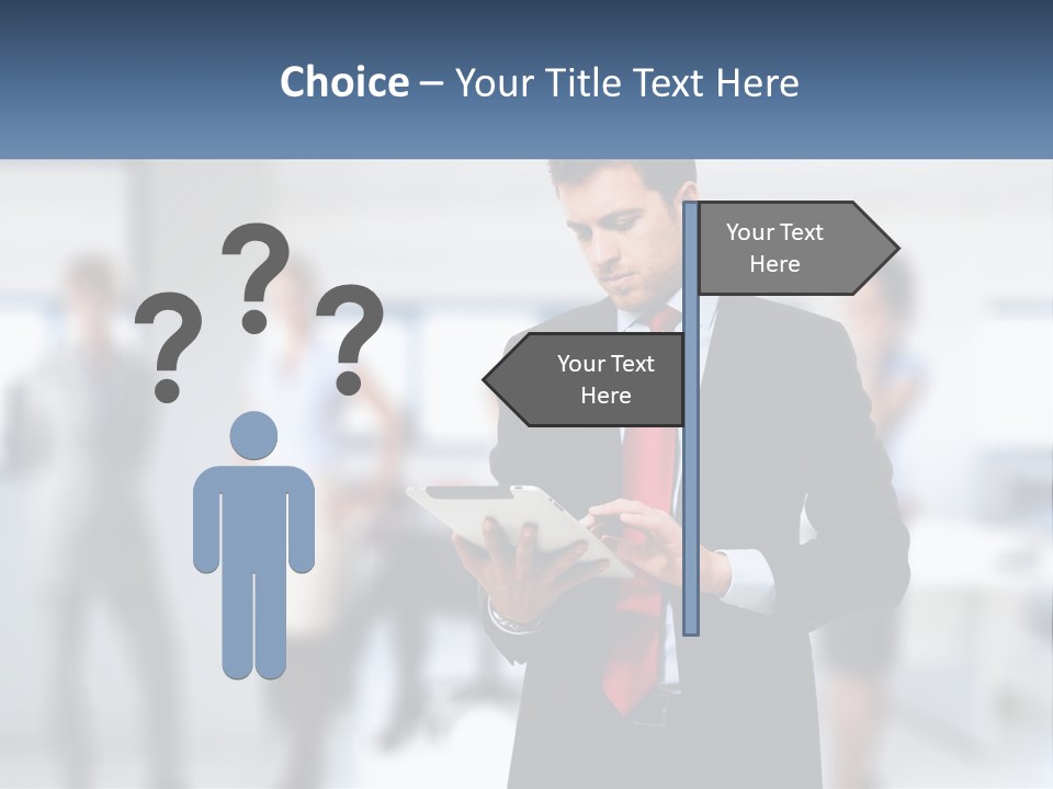 A Man In A Business Suit Holding A Tablet PowerPoint Template