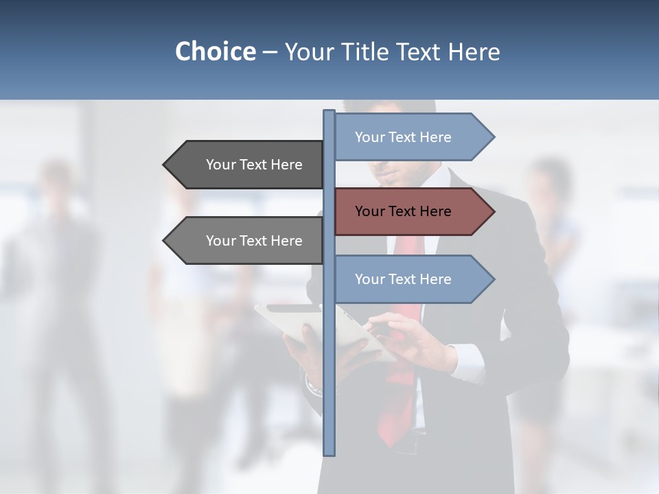 A Man In A Business Suit Holding A Tablet PowerPoint Template
