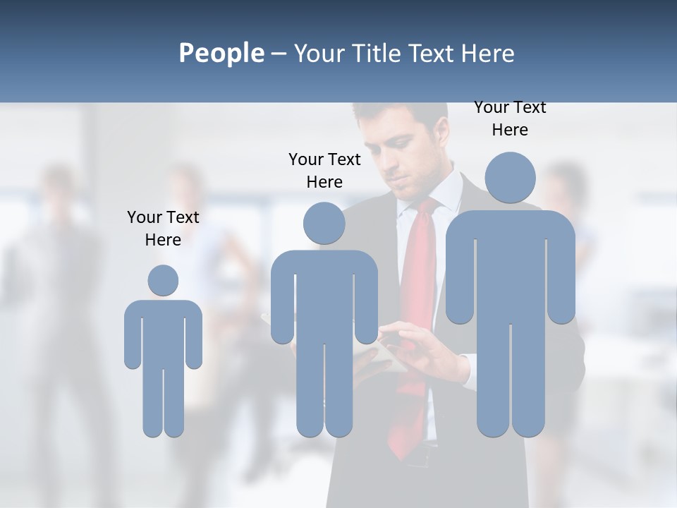 A Man In A Business Suit Holding A Tablet PowerPoint Template