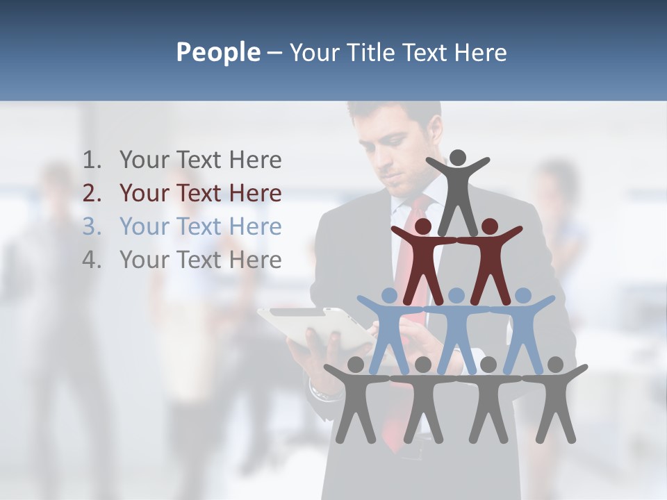 A Man In A Business Suit Holding A Tablet PowerPoint Template