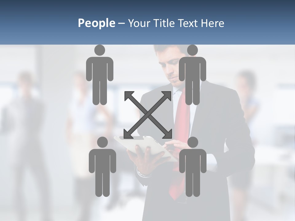 A Man In A Business Suit Holding A Tablet PowerPoint Template