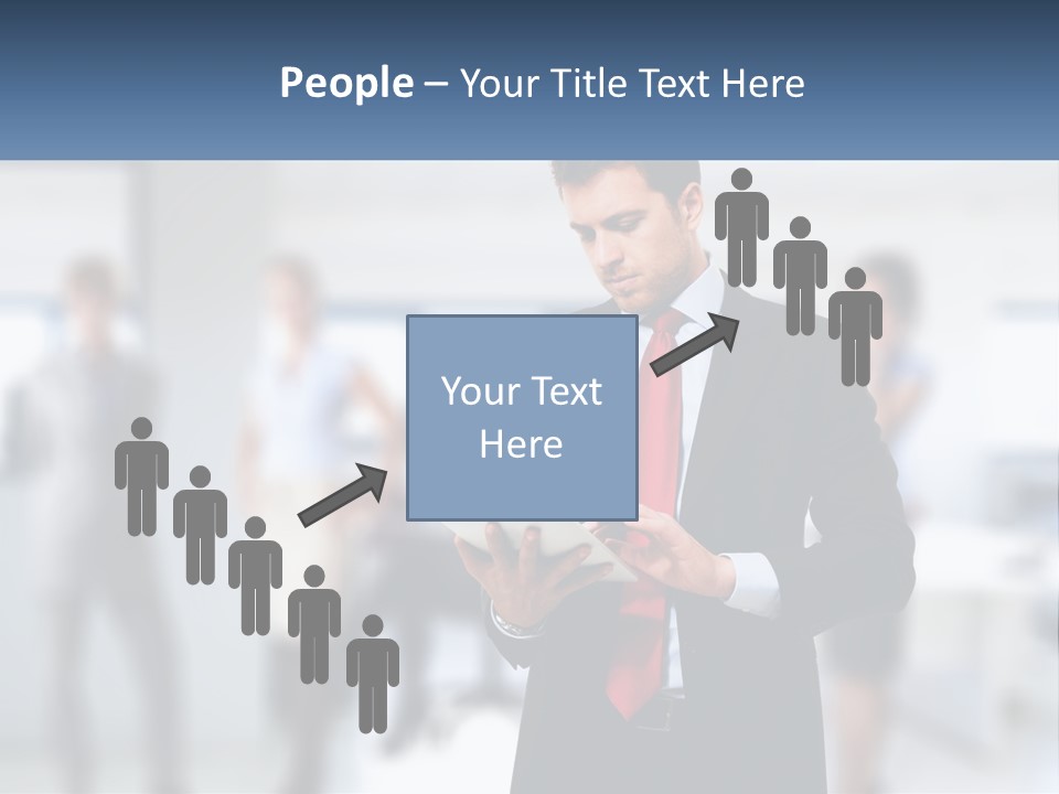 A Man In A Business Suit Holding A Tablet PowerPoint Template