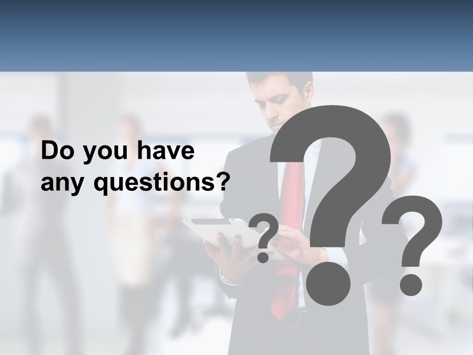 A Man In A Business Suit Holding A Tablet PowerPoint Template