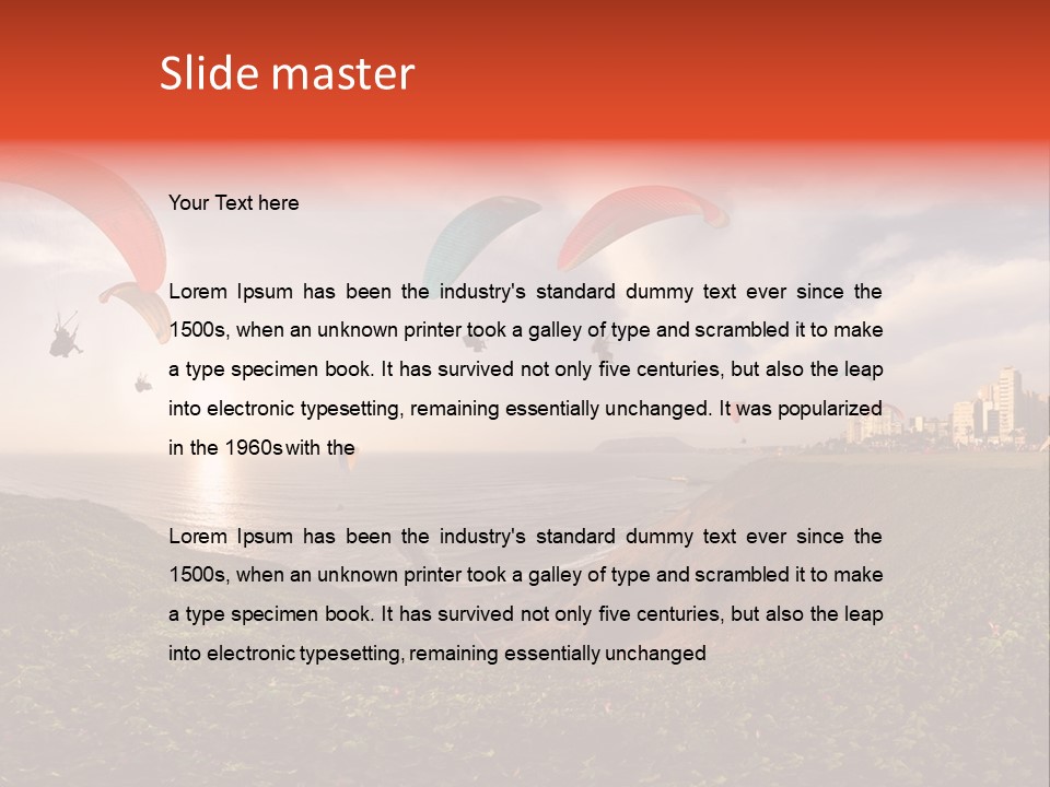 A Group Of Paraglides Flying Over A Body Of Water PowerPoint Template