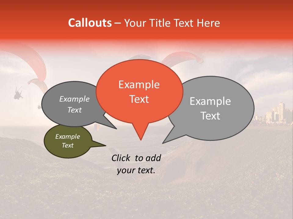 A Group Of Paraglides Flying Over A Body Of Water PowerPoint Template