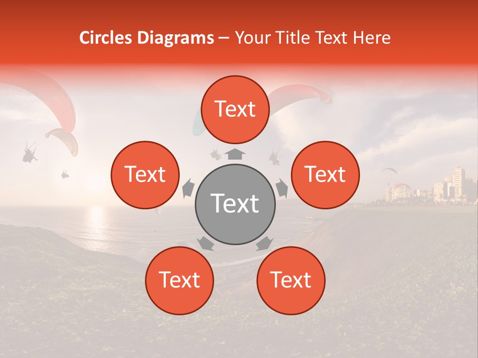 A Group Of Paraglides Flying Over A Body Of Water PowerPoint Template