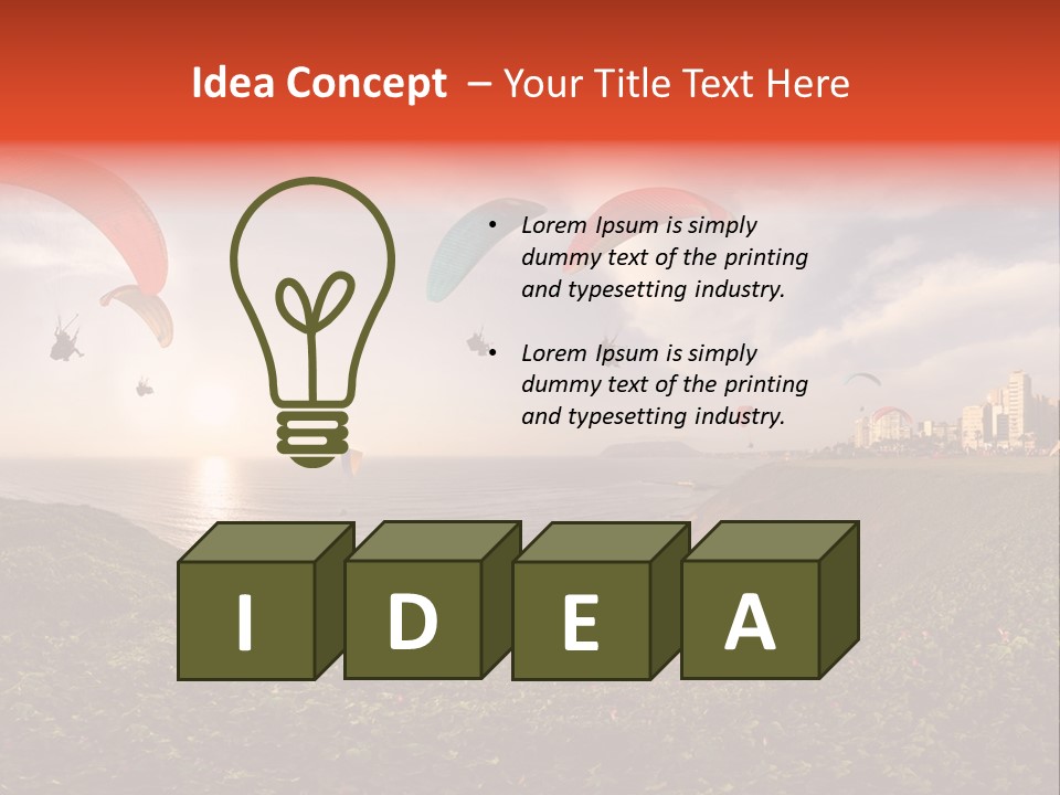 A Group Of Paraglides Flying Over A Body Of Water PowerPoint Template