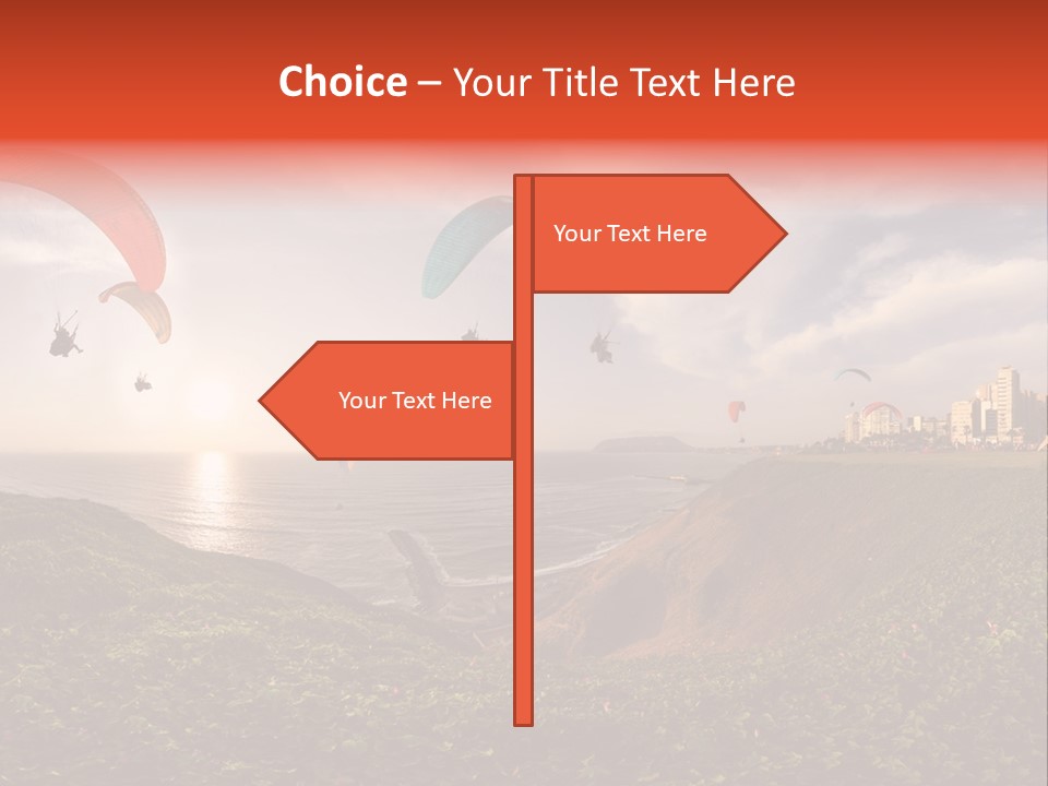 A Group Of Paraglides Flying Over A Body Of Water PowerPoint Template