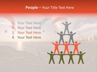 A Group Of Paraglides Flying Over A Body Of Water PowerPoint Template