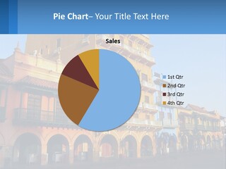 A Yellow Building With Balconies And Balconies On It PowerPoint Template