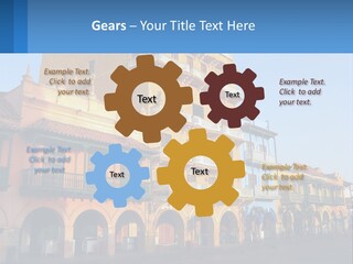 A Yellow Building With Balconies And Balconies On It PowerPoint Template