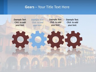 A Yellow Building With Balconies And Balconies On It PowerPoint Template