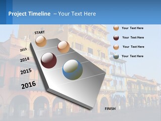 A Yellow Building With Balconies And Balconies On It PowerPoint Template