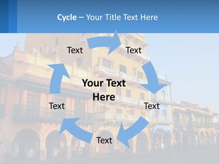 A Yellow Building With Balconies And Balconies On It PowerPoint Template