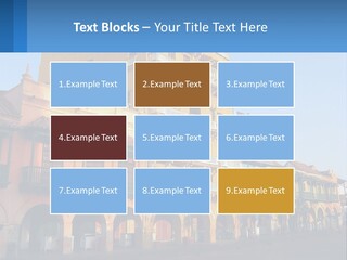 A Yellow Building With Balconies And Balconies On It PowerPoint Template