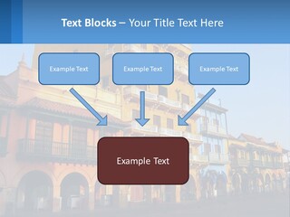 A Yellow Building With Balconies And Balconies On It PowerPoint Template