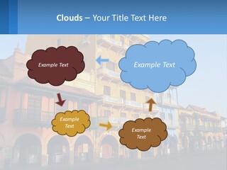 A Yellow Building With Balconies And Balconies On It PowerPoint Template