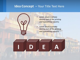 A Yellow Building With Balconies And Balconies On It PowerPoint Template