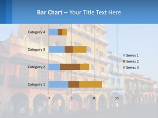 A Yellow Building With Balconies And Balconies On It PowerPoint Template