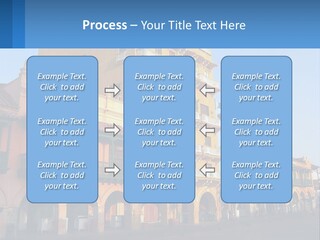 A Yellow Building With Balconies And Balconies On It PowerPoint Template