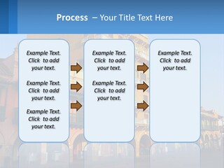 A Yellow Building With Balconies And Balconies On It PowerPoint Template