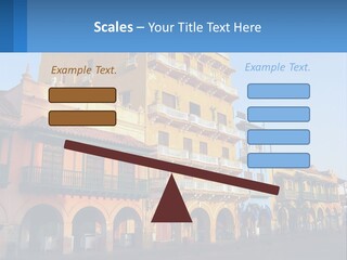 A Yellow Building With Balconies And Balconies On It PowerPoint Template