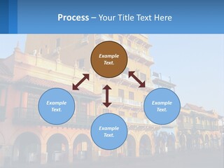 A Yellow Building With Balconies And Balconies On It PowerPoint Template