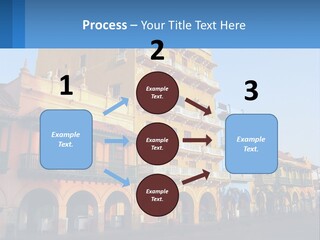 A Yellow Building With Balconies And Balconies On It PowerPoint Template