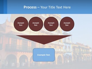 A Yellow Building With Balconies And Balconies On It PowerPoint Template