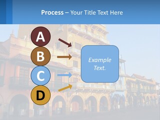 A Yellow Building With Balconies And Balconies On It PowerPoint Template