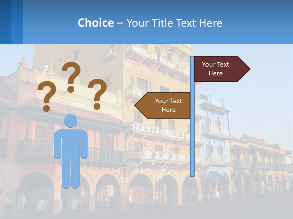 A Yellow Building With Balconies And Balconies On It PowerPoint Template