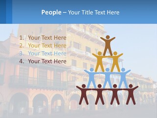 A Yellow Building With Balconies And Balconies On It PowerPoint Template