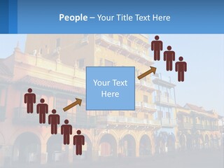 A Yellow Building With Balconies And Balconies On It PowerPoint Template