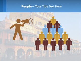 A Yellow Building With Balconies And Balconies On It PowerPoint Template