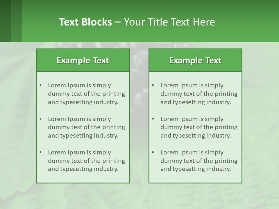 A Bunch Of Blackberries Sitting On Top Of A Green Leaf PowerPoint Template