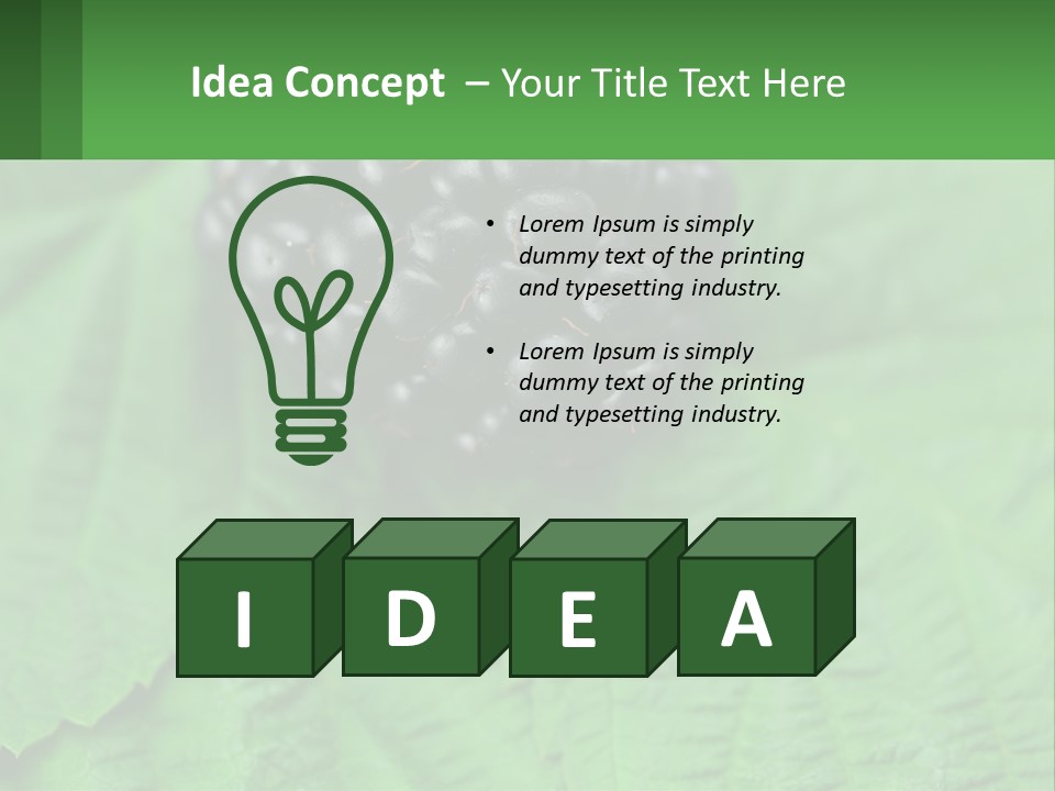 A Bunch Of Blackberries Sitting On Top Of A Green Leaf PowerPoint Template