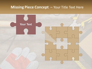 A Wooden Table Topped With Tools And Paper PowerPoint Template