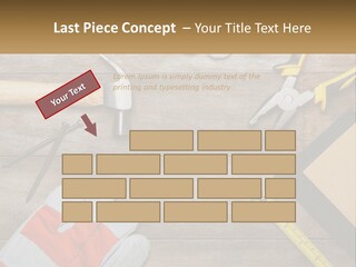 A Wooden Table Topped With Tools And Paper PowerPoint Template