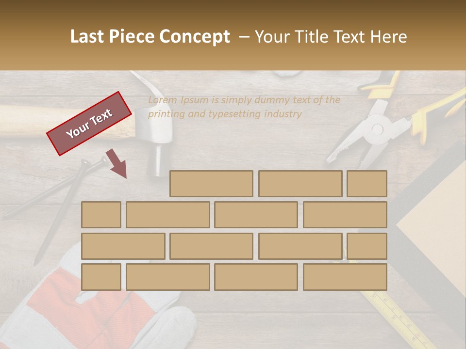 A Wooden Table Topped With Tools And Paper PowerPoint Template