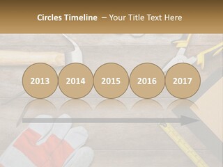 A Wooden Table Topped With Tools And Paper PowerPoint Template