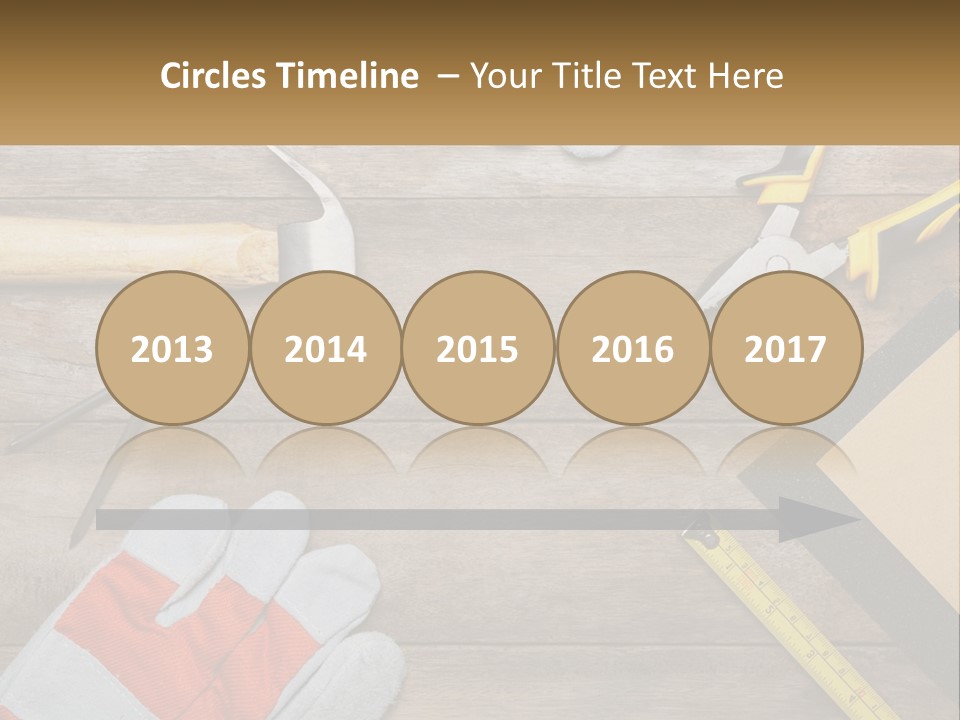 A Wooden Table Topped With Tools And Paper PowerPoint Template