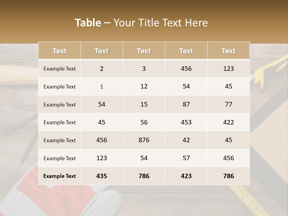 A Wooden Table Topped With Tools And Paper PowerPoint Template