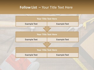 A Wooden Table Topped With Tools And Paper PowerPoint Template