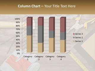 A Wooden Table Topped With Tools And Paper PowerPoint Template