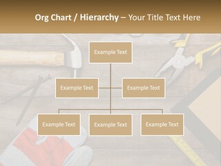 A Wooden Table Topped With Tools And Paper PowerPoint Template